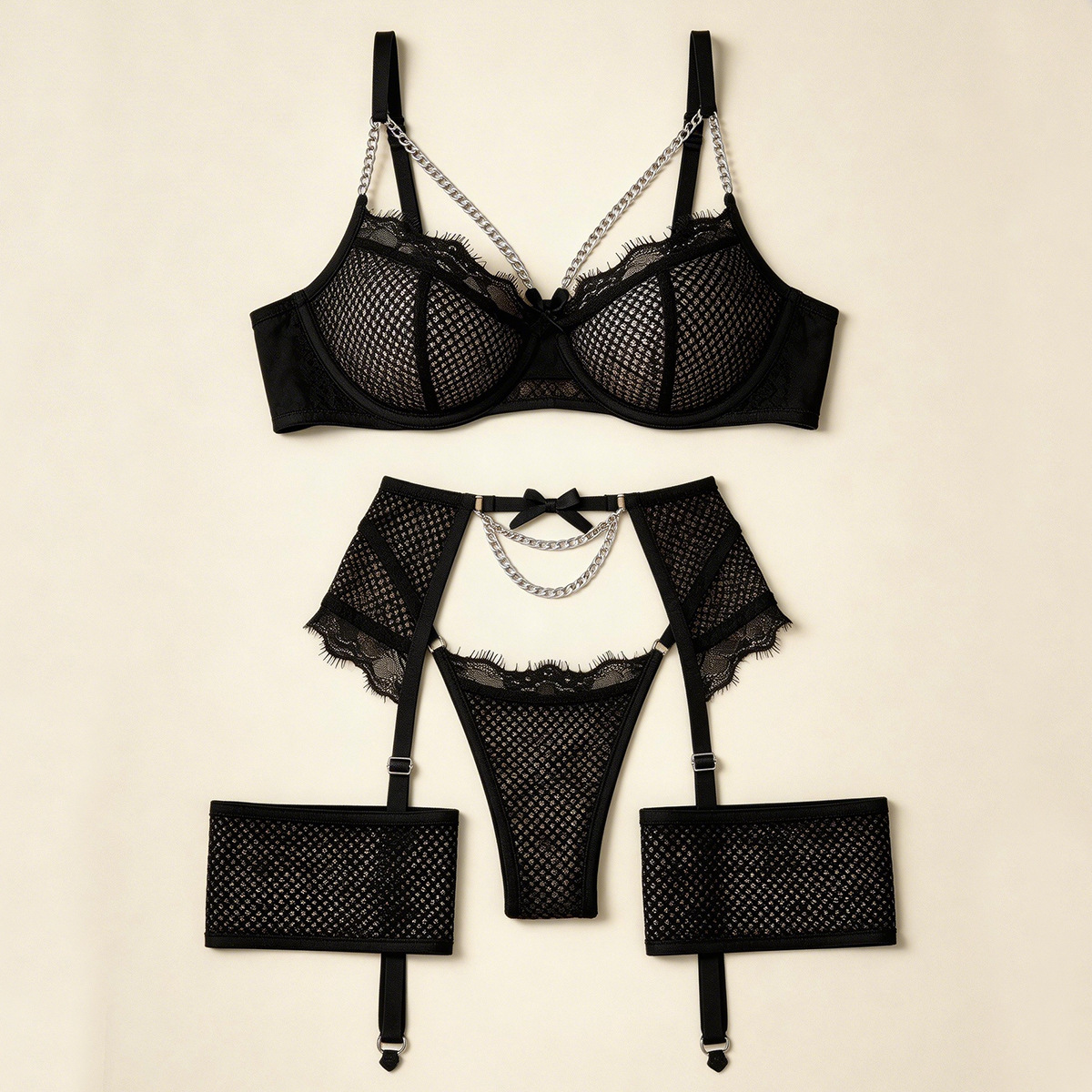 Sexy Lingerie Set Mesh Splicin - Sheer Mesh Bra recension och pris